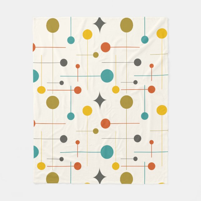 Mid Century Modern Abstract Pattern 29 Cream Fleece Blanket (Front)