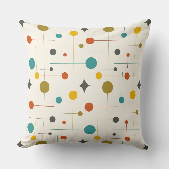 Mid Century Modern Abstract Pattern 29 Cream Throw Pillow (Front)
