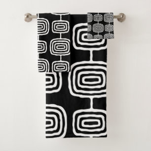 Mid Century Modern Abstract Pattern Bath Towel Set