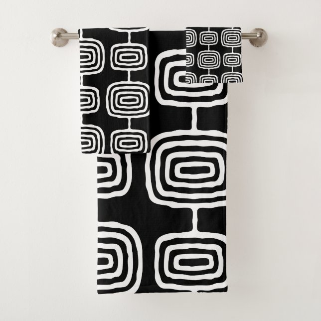 Mid Century Modern Abstract Pattern Bath Towel Set (Insitu)