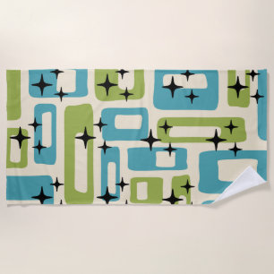 Mid Century Modern Abstract Pattern Beach Towel