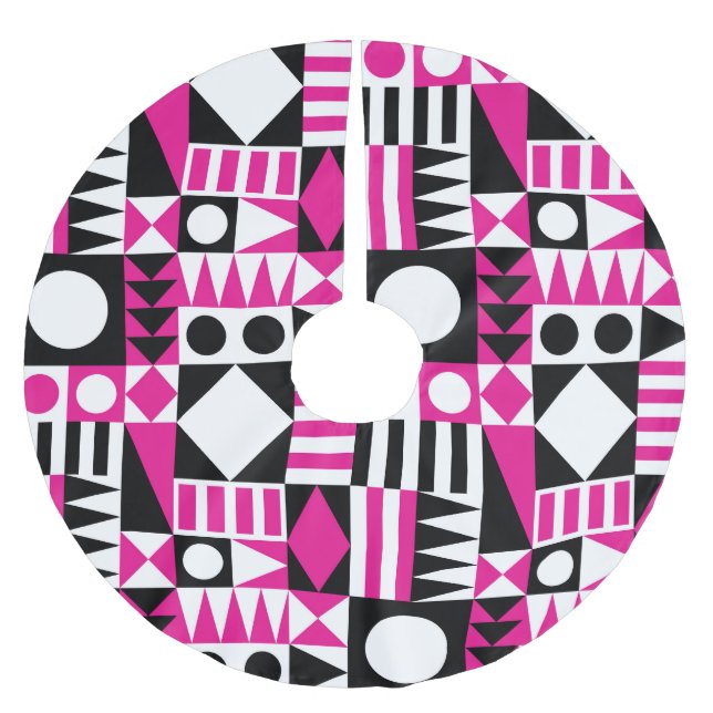 Mid-century modern abstract pattern. brushed polyester tree skirt (Front)