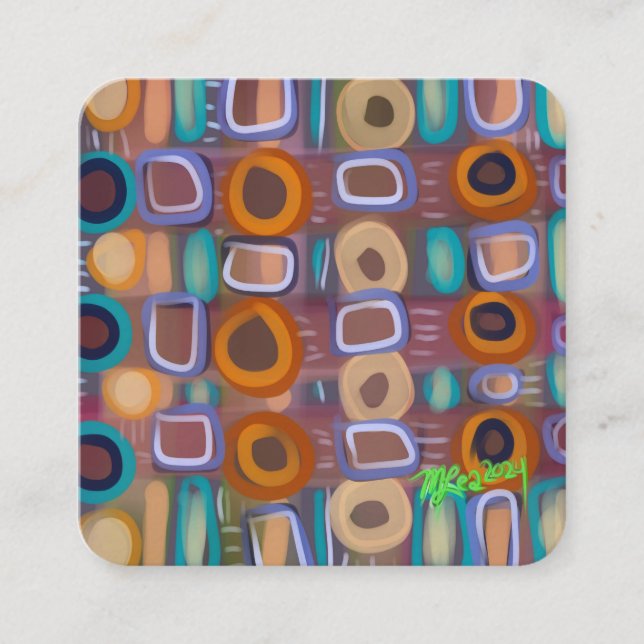 Mid Century Modern Abstract Pattern Creative  Square Business Card (Front)