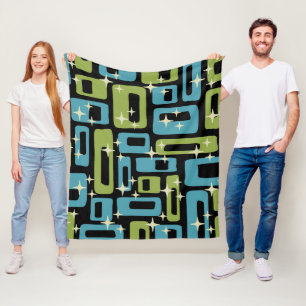Mid Century Modern Abstract Pattern Fleece Blanket