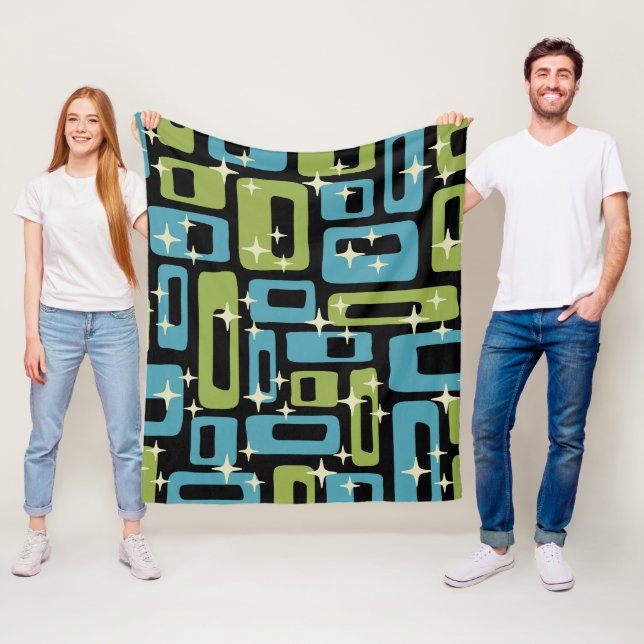 Mid Century Modern Abstract Pattern Fleece Blanket (In Situ)