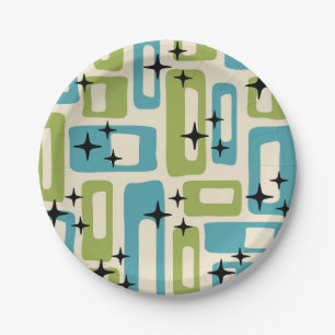 Mid Century Modern Abstract Pattern Paper Plate