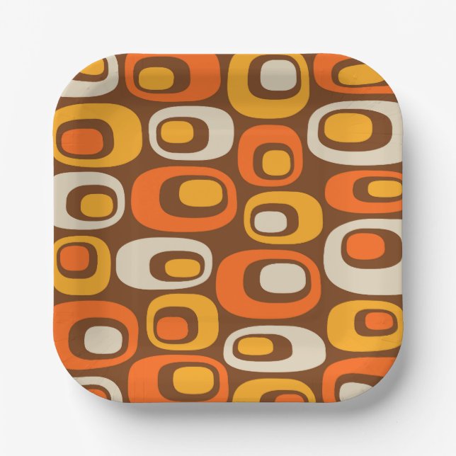 Mid-Century Modern Abstract Pattern Paper Plate (Front)