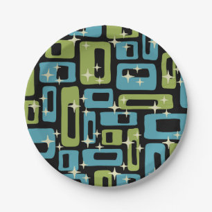 Mid Century Modern Abstract Pattern Paper Plate