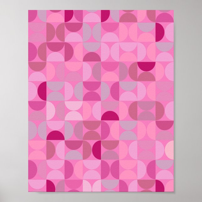 Mid Century Modern Abstract Pattern Pink Poster (Front)
