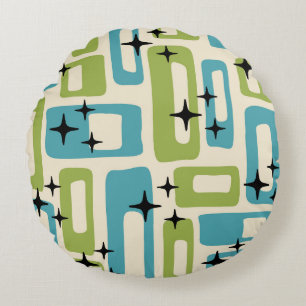 Mid Century Modern Abstract Pattern Round Pillow
