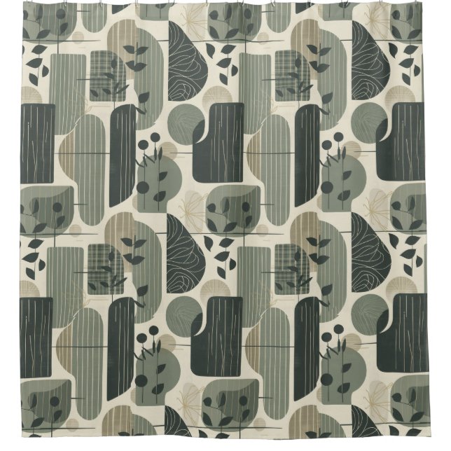 Mid Century Modern Abstract Pattern Sage Green (Front)