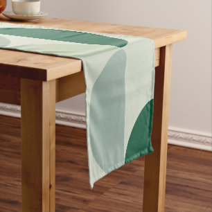 Mid Century Modern Abstract Pattern Sage Green Short Table Runner