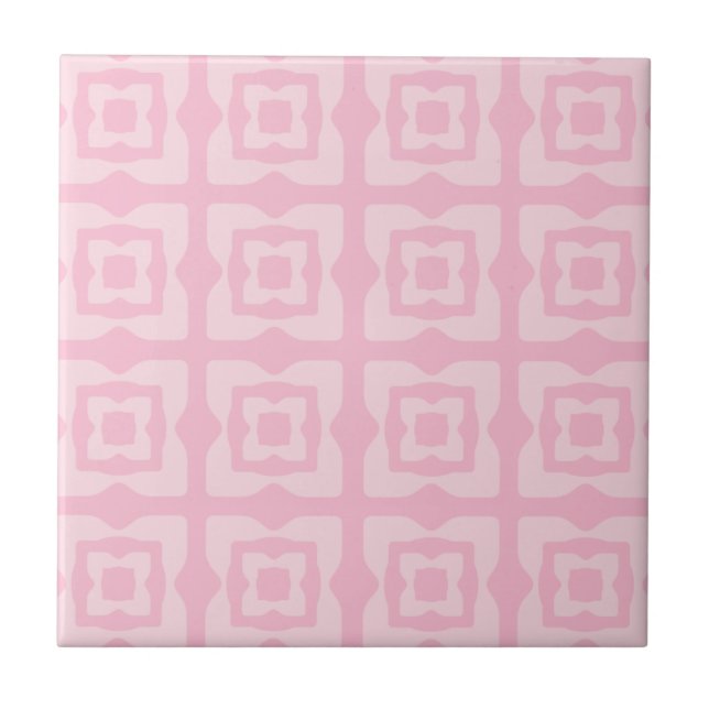 Mid Century Modern Abstract Pattern Splotches Pink Tile (Front)