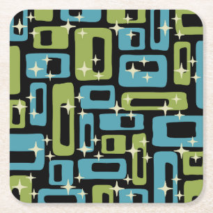 Mid Century Modern Abstract Pattern Square Paper Coaster