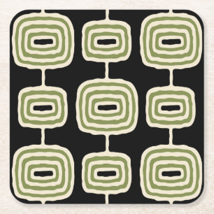 Mid Century Modern Abstract Pattern Square Paper Coaster