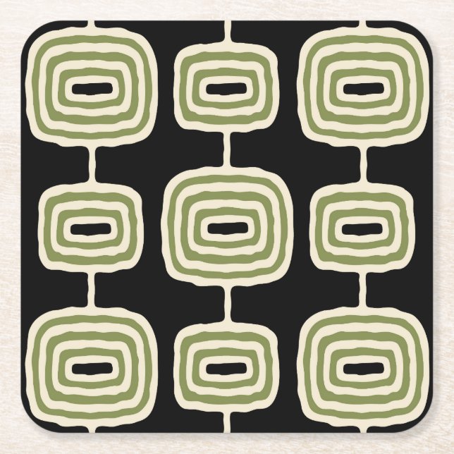 Mid Century Modern Abstract Pattern Square Paper Coaster (Front)