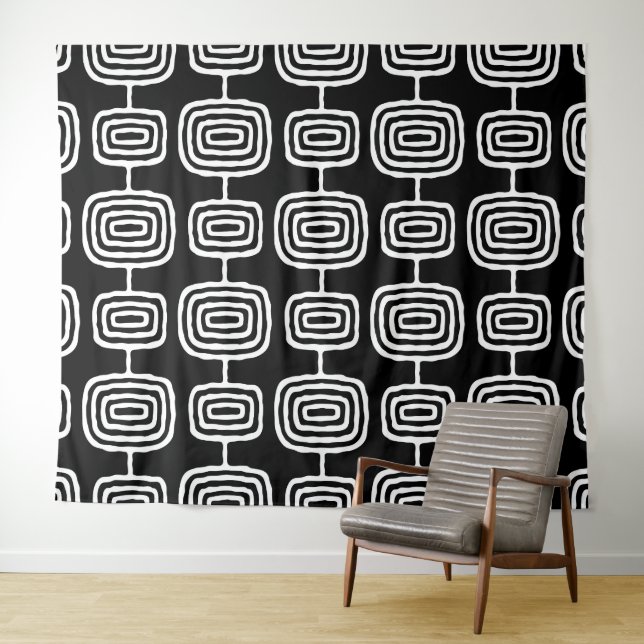 Mid Century Modern Abstract Pattern Tapestry (In Situ (Horizontal))