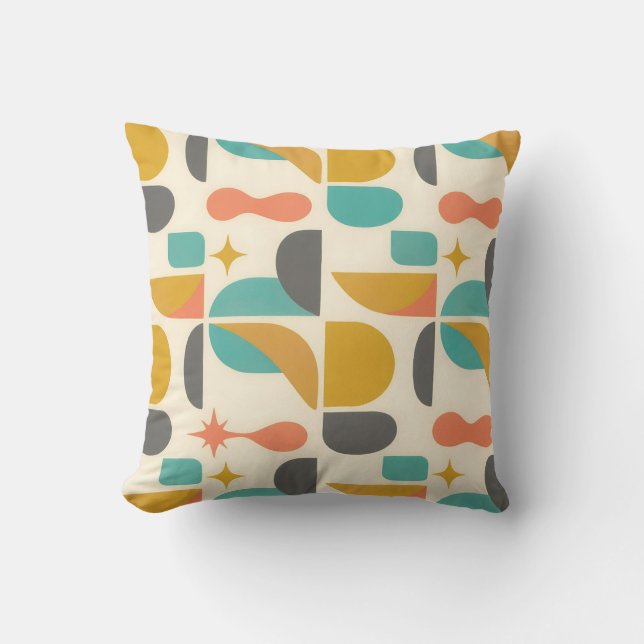 Mid Century Modern Abstract Pattern Throw Pillow (Front)