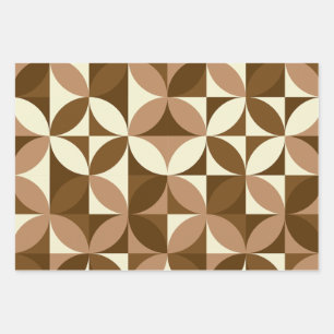 Mid Century Modern Abstract Pattern Vintage Brown Wrapping Paper Sheet