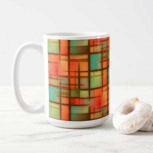 Mid Century Modern Abstract Plaid Red Blue Green Coffee Mug
