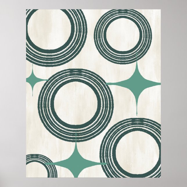 Mid Century Modern Abstract Poster-Teal Poster (Front)