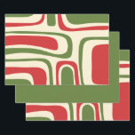 Mid Century Modern Abstract Retro Christmas Wrapping Paper Sheet<br><div class="desc">Palm Springs Mid Century Modern Abstract Pattern in Retro Christmas Green Red Cream. Abstract multi-colour design with a minimalist aesthetic. A contemporary nod toward mid mod midcentury styles of the 50s and 60s,  in vintage Xmas holiday colours. By Kierkegaard Design Studio.</div>