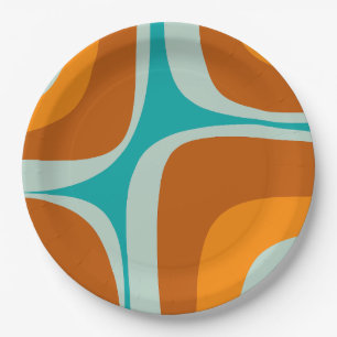 Mid Century Modern Abstract Retro Groove Pattern Paper Plate