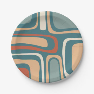 Mid Century Modern Abstract Retro Palm Springs Paper Plate