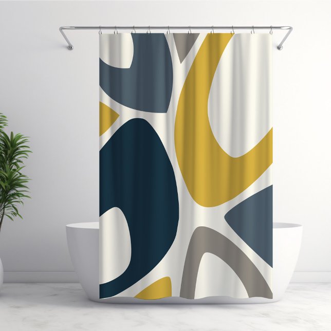 Mid Century Modern Abstract Shapes 2 Navy, Mustard (Creator Uploaded)