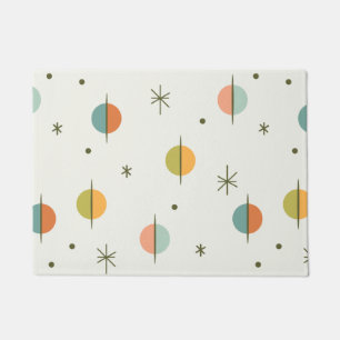 Mid Century Modern Abstract Spheres and Stars Doormat