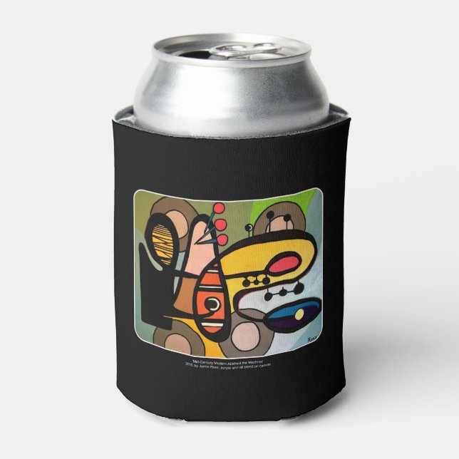 'Mid-Century Modern Abstract the Machine' painting Can Cooler (Can Front)