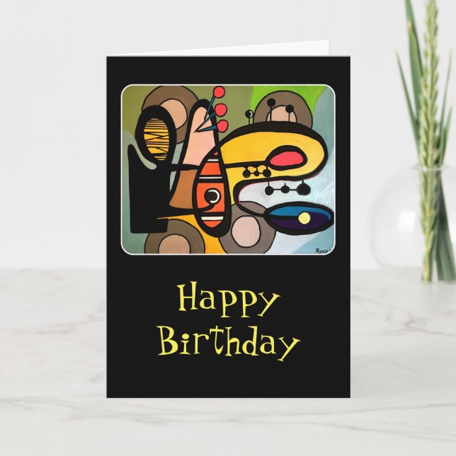 'Mid-Century Modern Abstract the Machine' painting Card (Front)