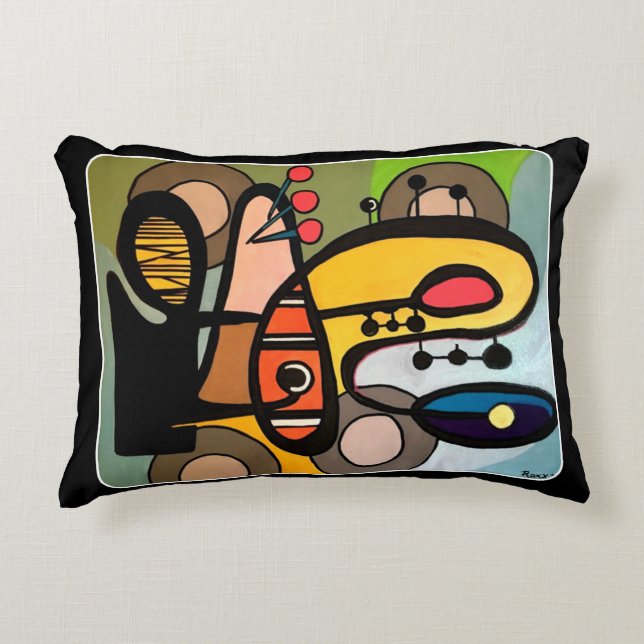 'Mid-Century Modern Abstract the Machine' painting Decorative Pillow (Front)