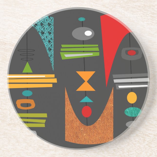 Mid-Century Modern Abstract Tiki Tok Coaster (Front)