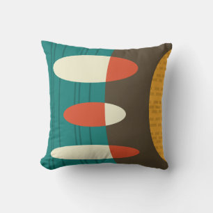 Mid Century Modern Abstract Vinyl Colourful Throw Pillow