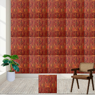 Mid-Century Modern African Textile Pattern Tile