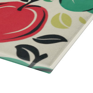 Mid-Century Modern Apple Orchard Glass Cutting Board