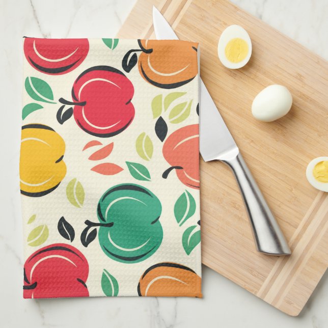 Mid-Century Modern Apple Retro Orchard Kitchen Towel (Quarter Fold)
