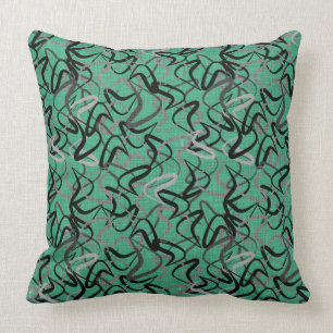 Mid-Century Modern Aqua Boomerang Patterns   Retro Throw Pillow