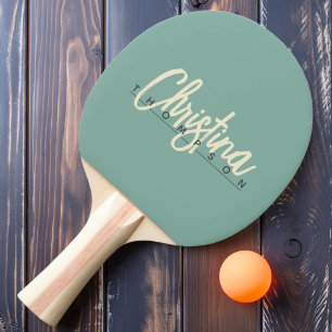 Mid-Century Modern Aqua Reef Painted Name Ping Pong Paddle