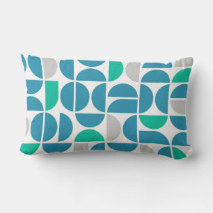 Mid Century Modern Aquatic Tiles Lumbar Pillow