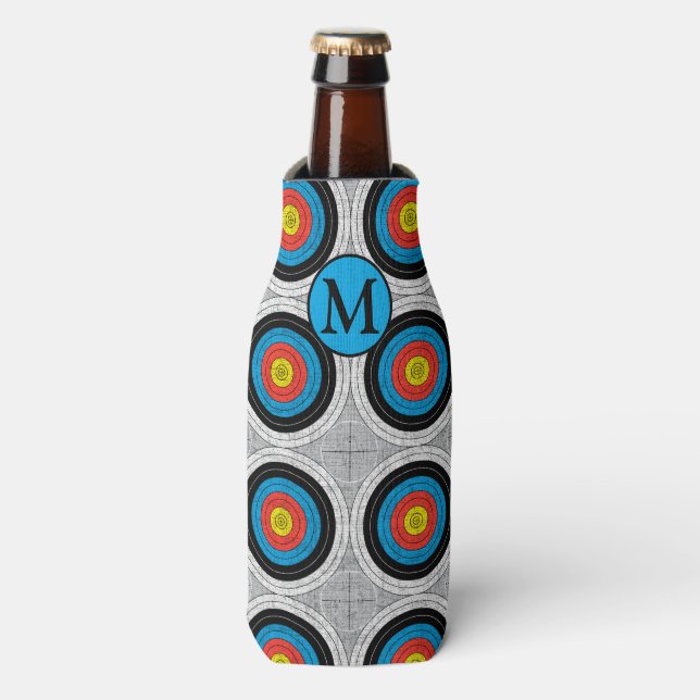 Mid Century Modern Archery Targets Bottle Cooler (Bottle Front)