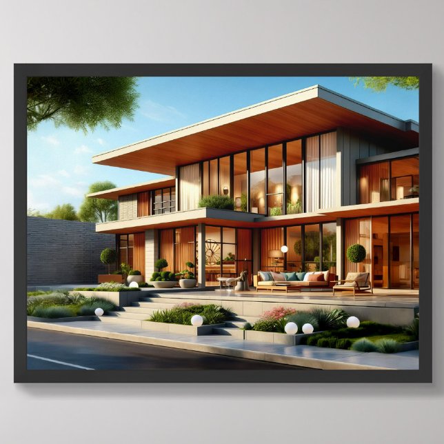 Mid-Century Modern Architectural Exterior House Poster (Creator Uploaded)