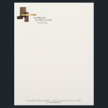 Mid-Century Modern Architectural Logo II on Ivory Letterhead<br><div class="desc">Overlapping architectural wooden and gold shapes create a modern identity for your business or personal brand on this personalized letterhead. Original art and design © 1201AM Design Studio | www.1201am.com</div>