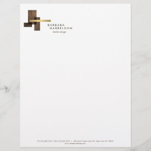 Mid-Century Modern Architectural Logo II on White Letterhead