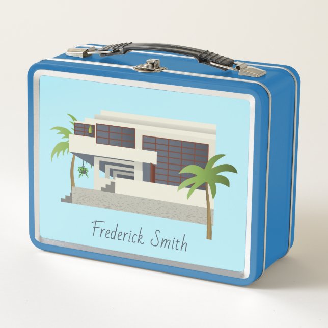 Mid Century Modern Architecture Metal Lunch Box (Front)