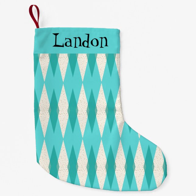Mid Century Modern Argyle Christmas Stocking (Front)
