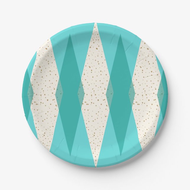 Mid Century Modern Argyle Paper Plates (Front)