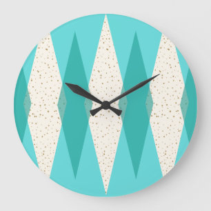 Mid Century Modern Argyle Round Wall Clock