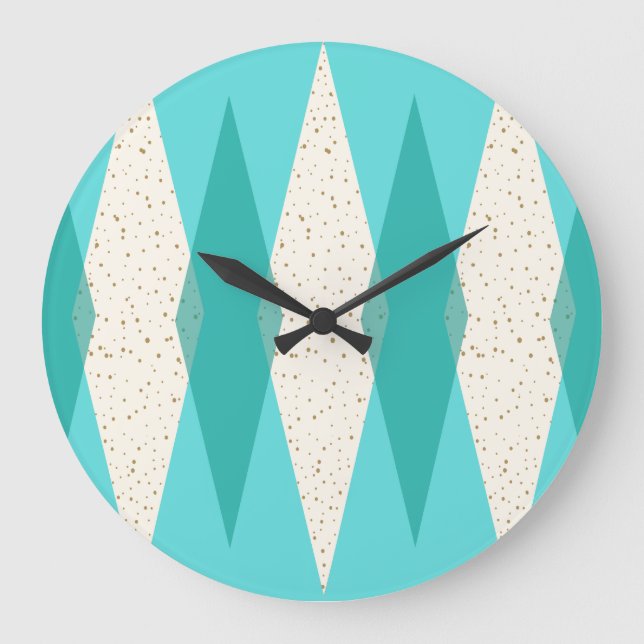 Mid Century Modern Argyle Round Wall Clock (Front)